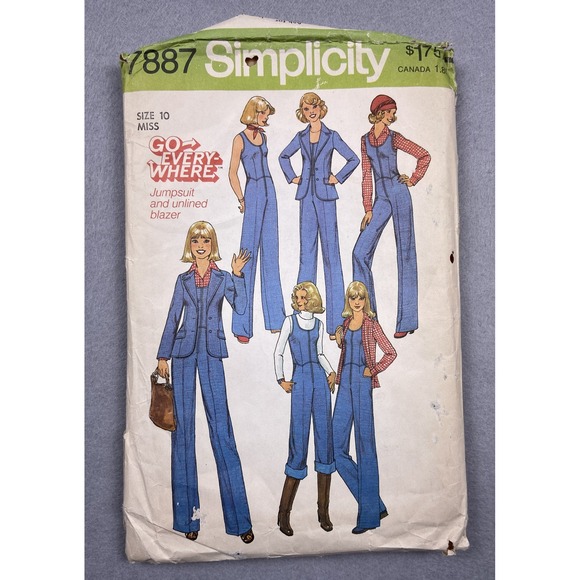 Simplicity Other - Vintage 1977 Simplicity 7887 Sewing Pattern Jumpsuit Blazer Set Size 10 Miss